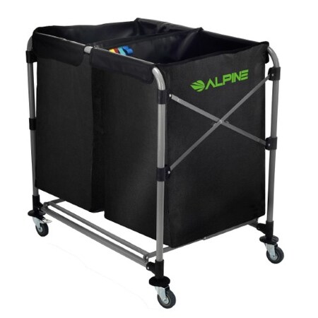 Alpine Industries Laundry Cart , 8 Bushel Collapsible Two Section Folding Cart ALP4000-3